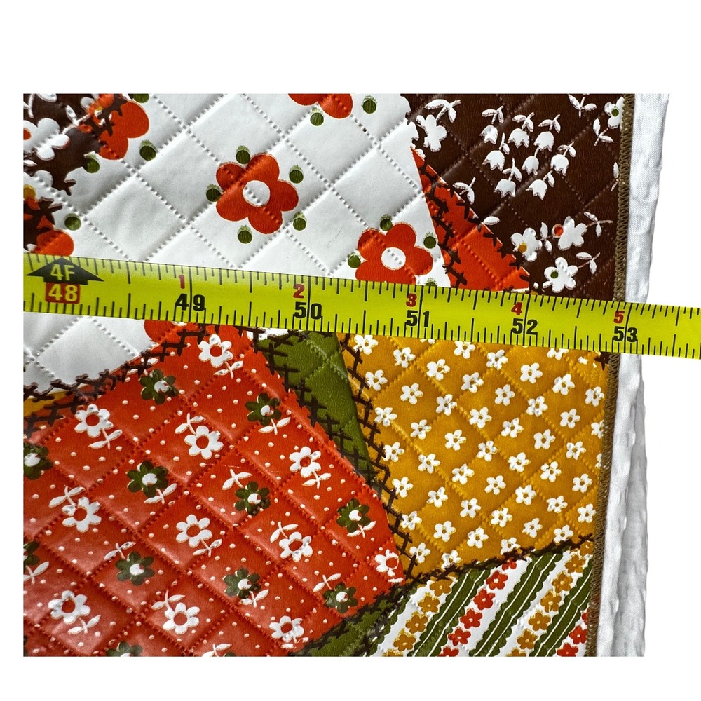Groovy 1970s heavy plastic tablecloth that measures 52"x 53 1/2" - Picture 7 of 7